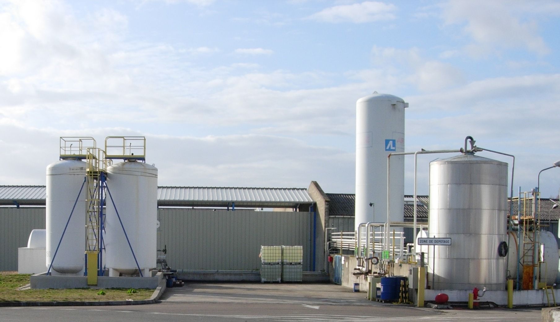 Vertical storage tanks at a chemical plant