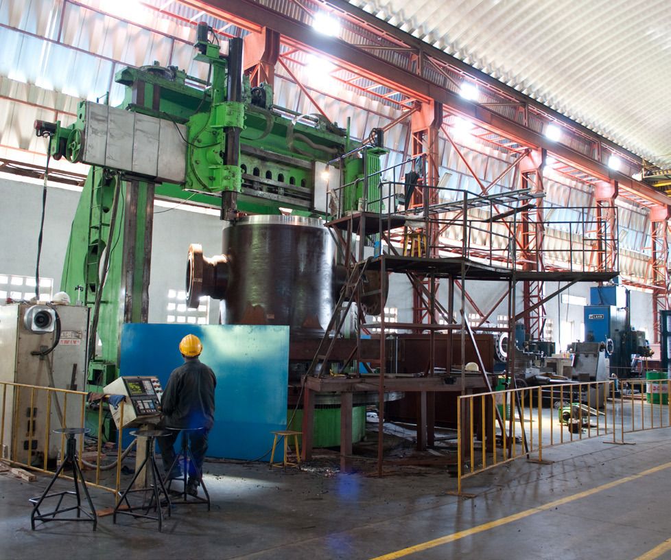 Titan vertical boring machine with operator